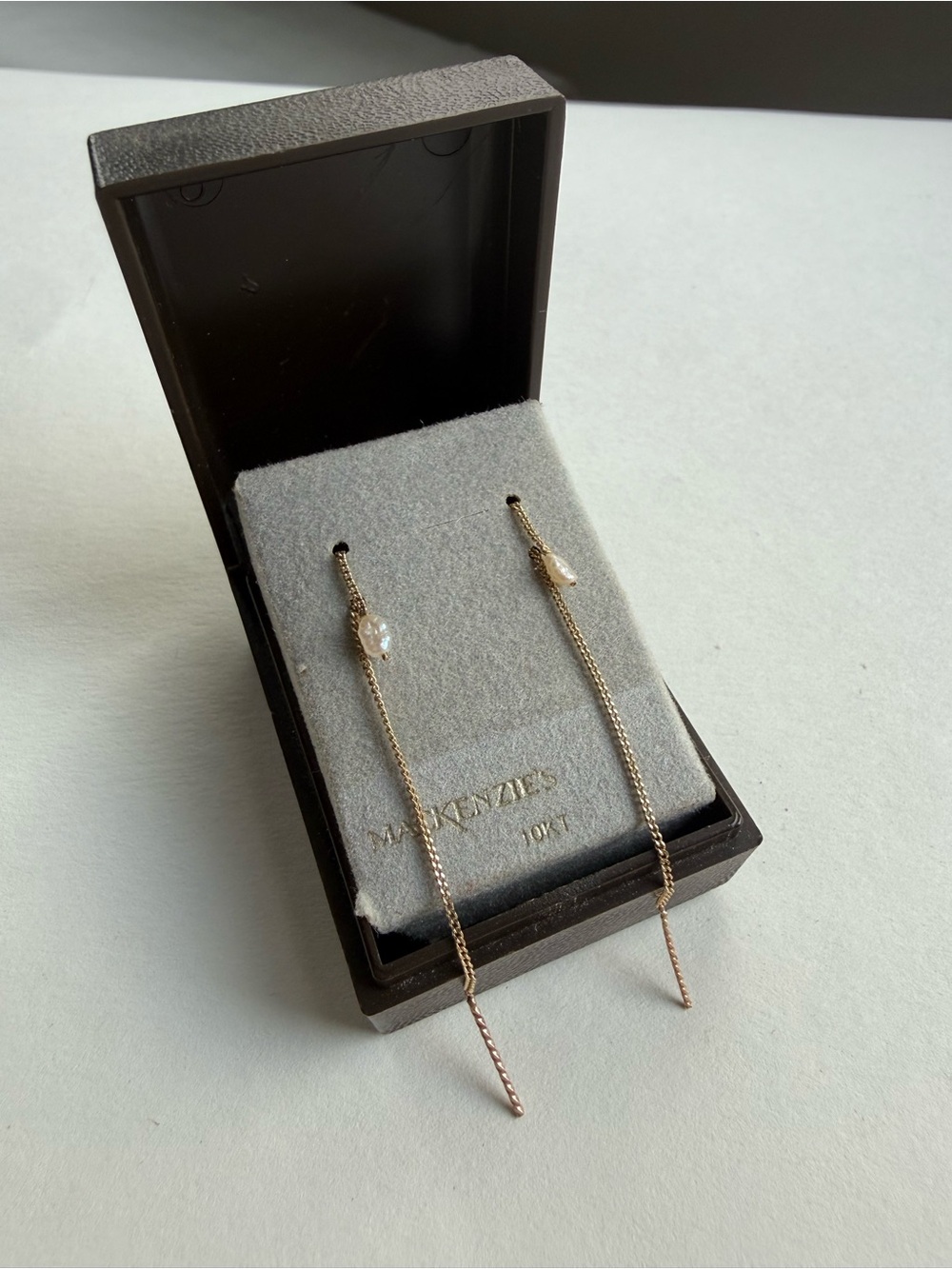 10K gold + pearl threader earrings